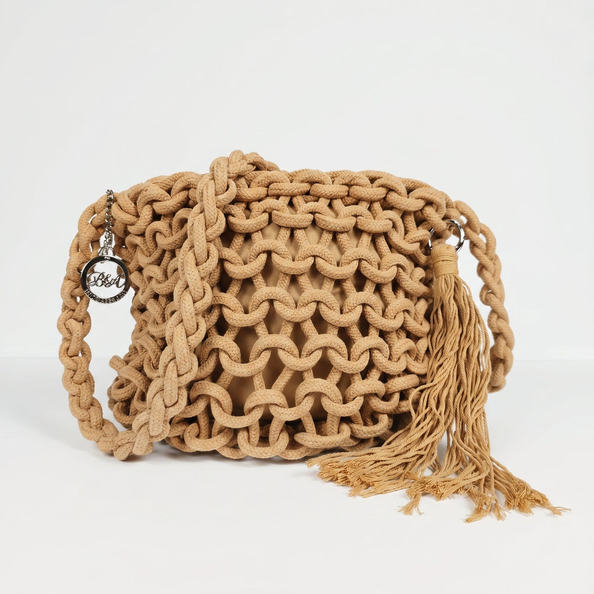 Baci & Abbracci Borsa a Spalla Grande in Corda di Cotone