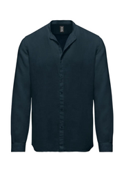 Bomboogie Camicia in lino collo coreana SM6401 T LITPN 20 navy blue