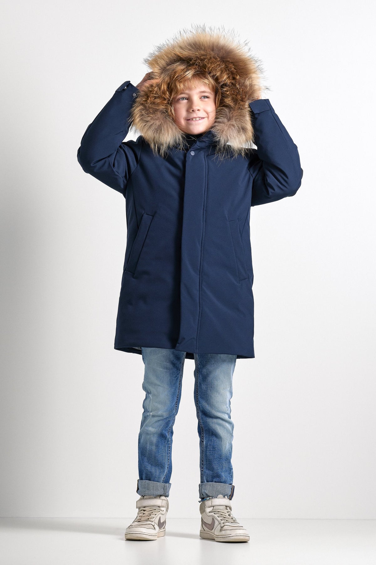 Bomboogie Parka lungo da ragazzi CK094VT AC6 297 poseidon blue