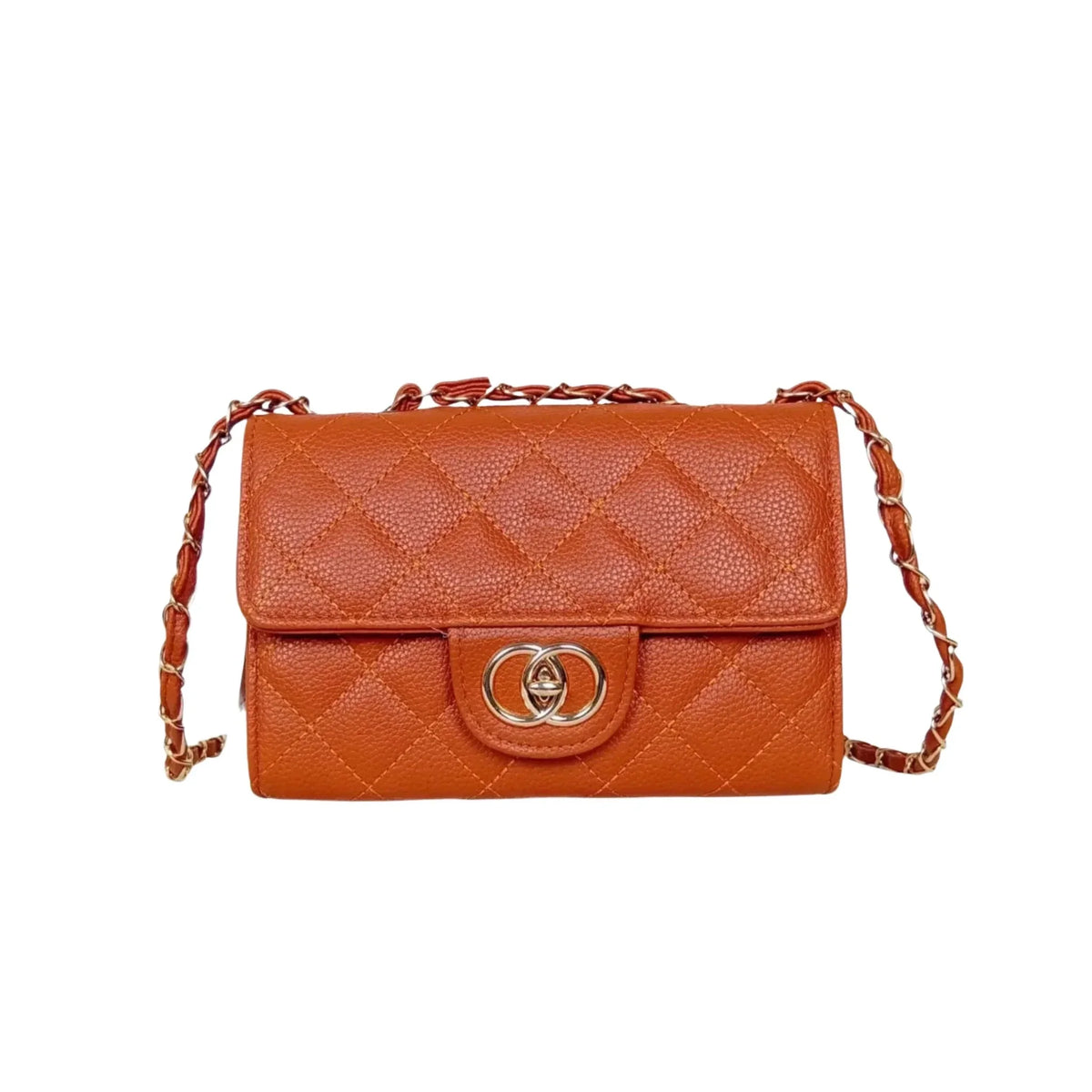 Ambra Borsa a Tracolla Marrone Catena Oro