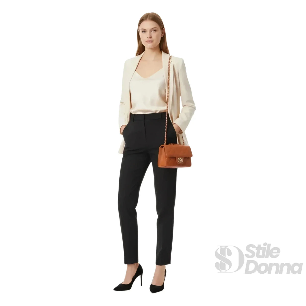 Ambra Borsa a Tracolla Marrone Catena Oro