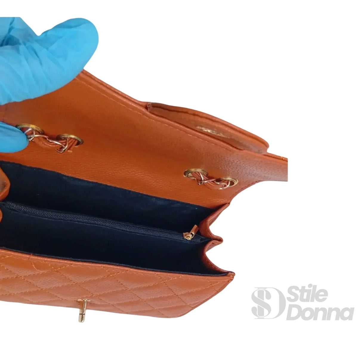 Ambra Borsa a Tracolla Marrone Catena Oro