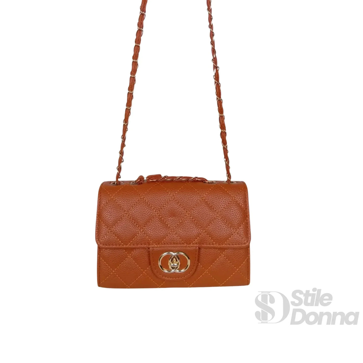 Ambra Borsa a Tracolla Marrone Catena Oro