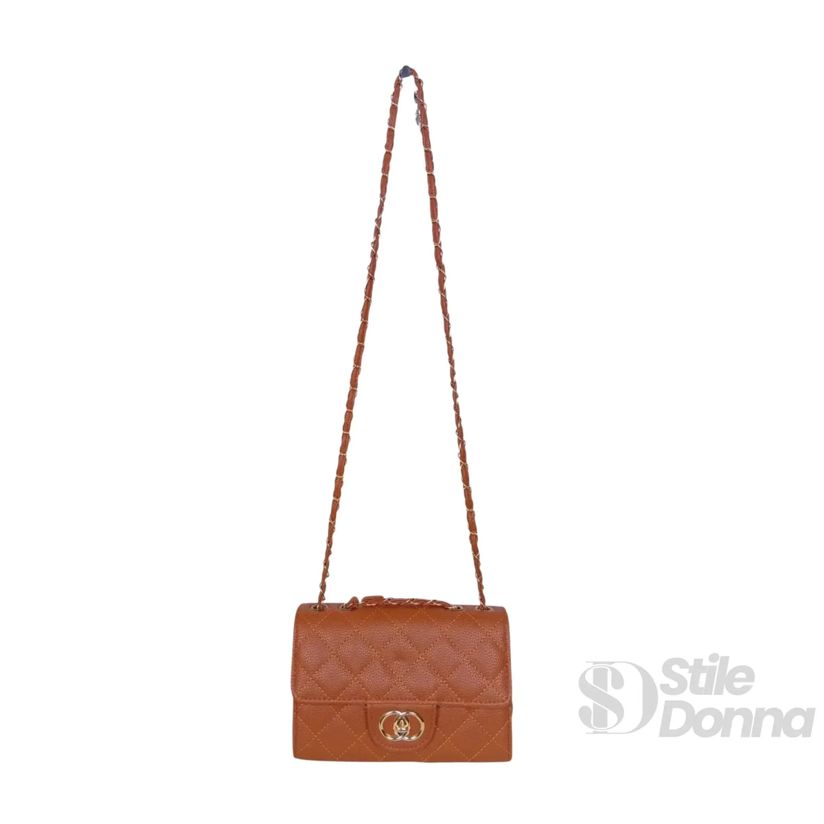 Ambra Borsa a Tracolla Marrone Catena Oro