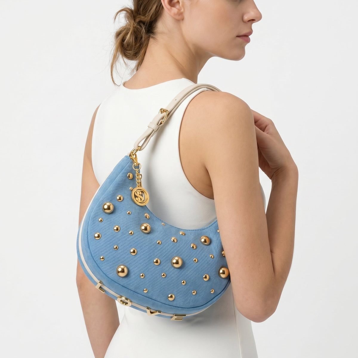 Denise Borsa in Denim con Tracolla Rimovibile