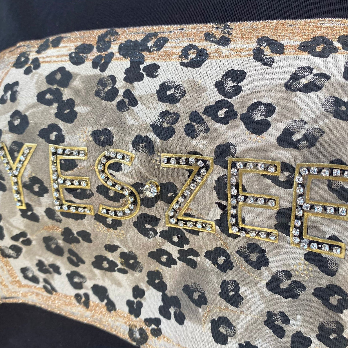 Yes Zee Maglietta Donna 1461 con Brillantini – T-Shirt Nero