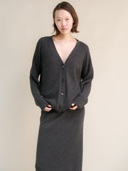 Cashmere Mix Long Ribbed Cardigan