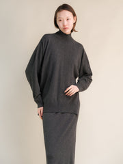 Cashmere Mix High Neck with Side Slits