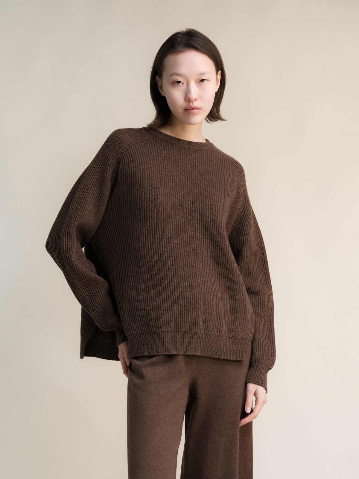 Cashmere Mix Ribbed Crewneck