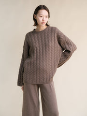 Cashmere Mix Maxi Cable Sweater