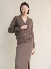 Cashmere Mix Ribbed Cardigan