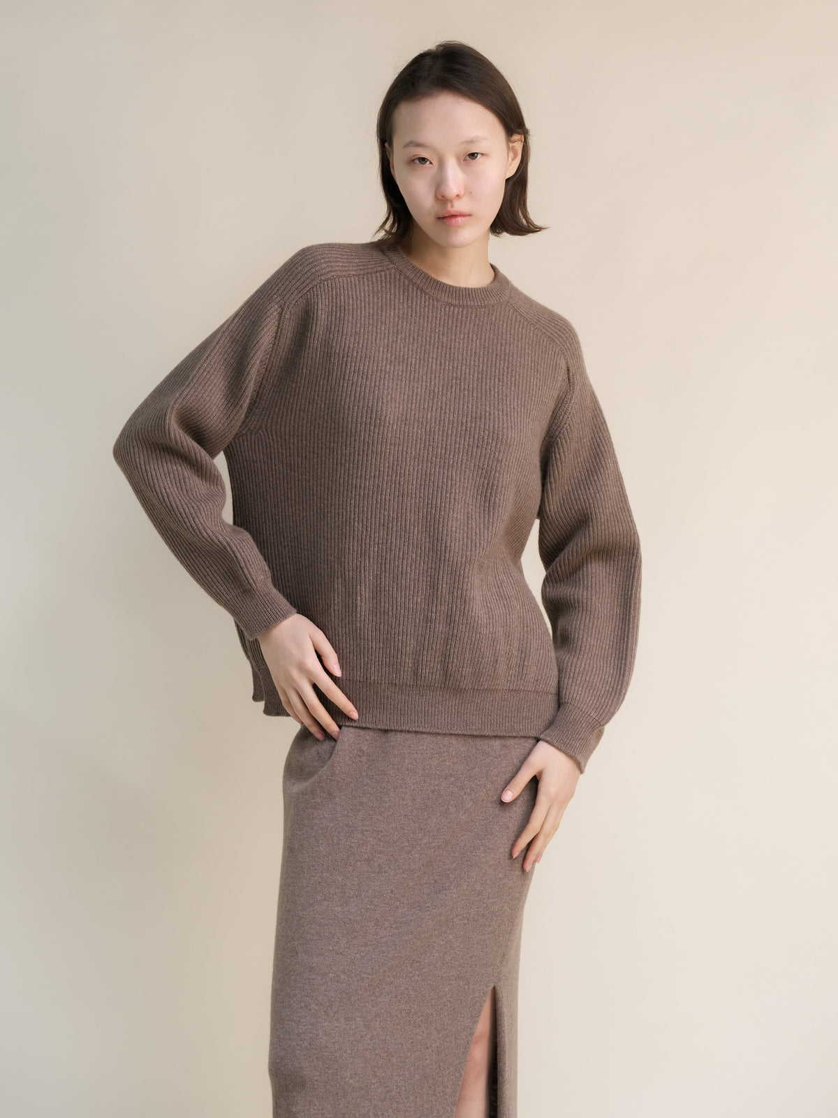 Cashmere Mix Ribbed Crewneck