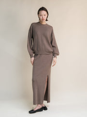 Cashmere Mix Balloon Sleeve Crewneck