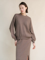 Cashmere Mix Balloon Sleeve Crewneck