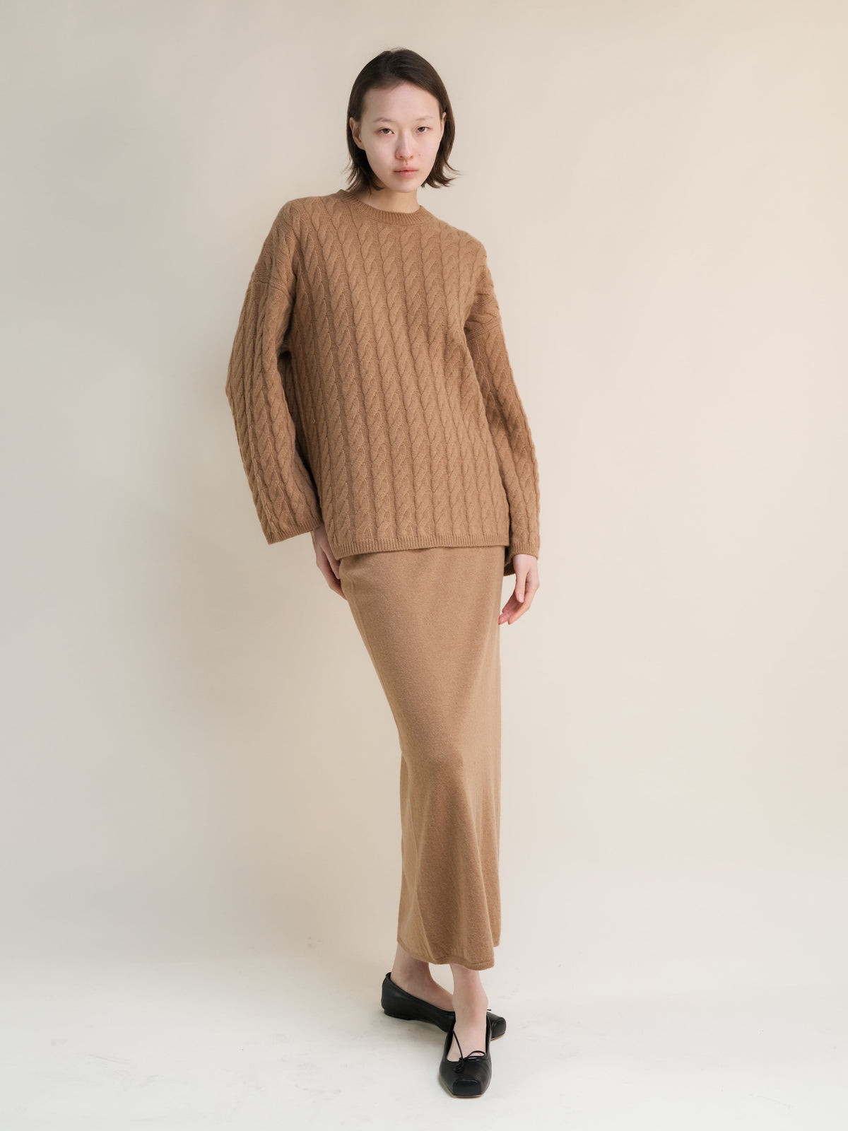 Cashmere Mix Maxi Cable Sweater