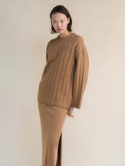 Cashmere Mix Maxi Cable Sweater
