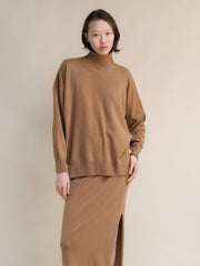 Cashmere Mix High Neck with Side Slits