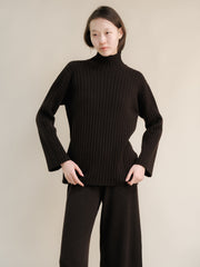 Cashmere Mix Ribbed High Neck