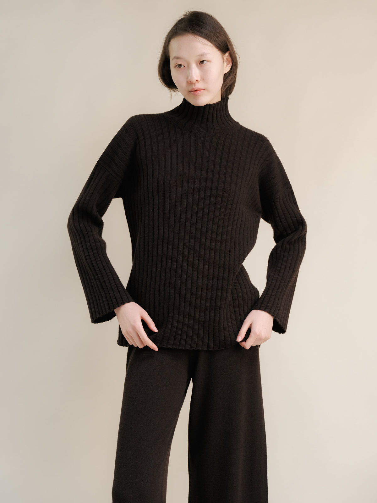 Cashmere Mix Ribbed High Neck