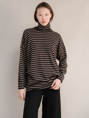 Cashmere Mix Maxi Striped Turtleneck