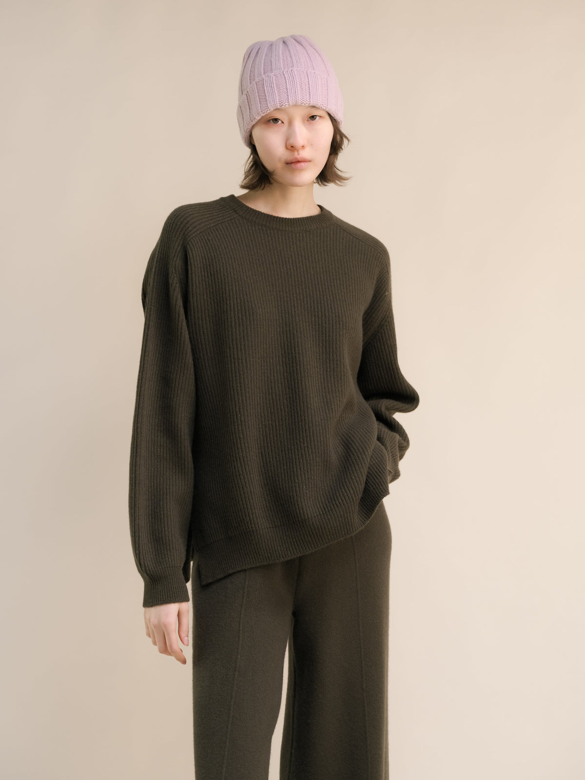 Cashmere Mix Ribbed Crewneck
