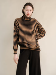 Cashmere Mix Maxi Striped Turtleneck