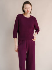 Cashmere Mix 3/4 Sleeve Pullover