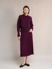 Cashmere Mix Roll-Up Cuff Crewneck