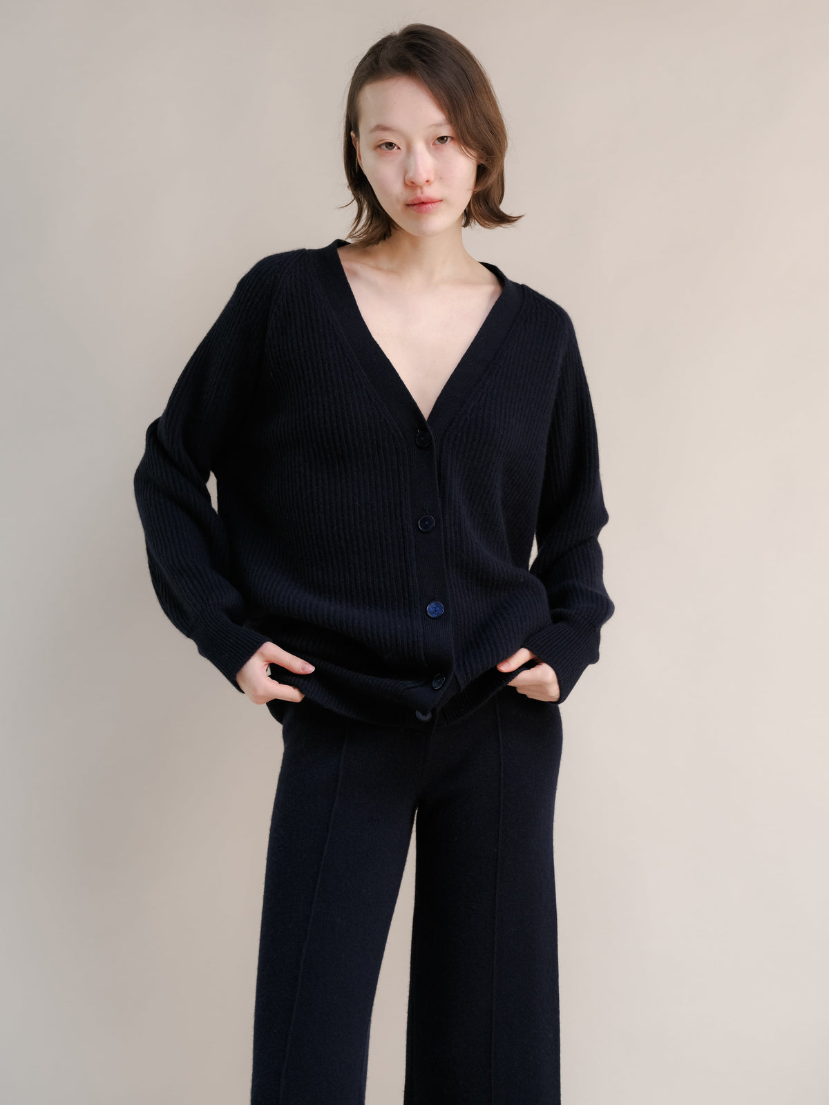 Cashmere Mix Long Ribbed Cardigan