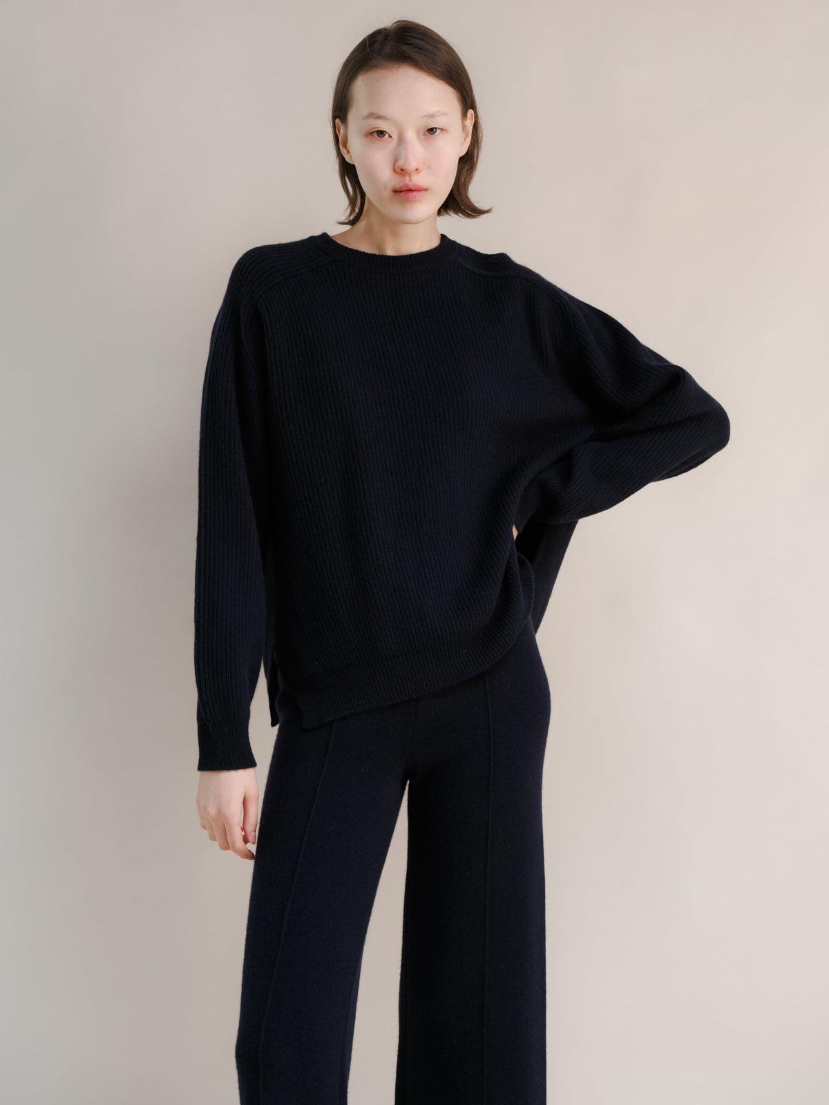 Cashmere Mix Ribbed Crewneck