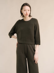 Cashmere Mix 3/4 Sleeve Pullover
