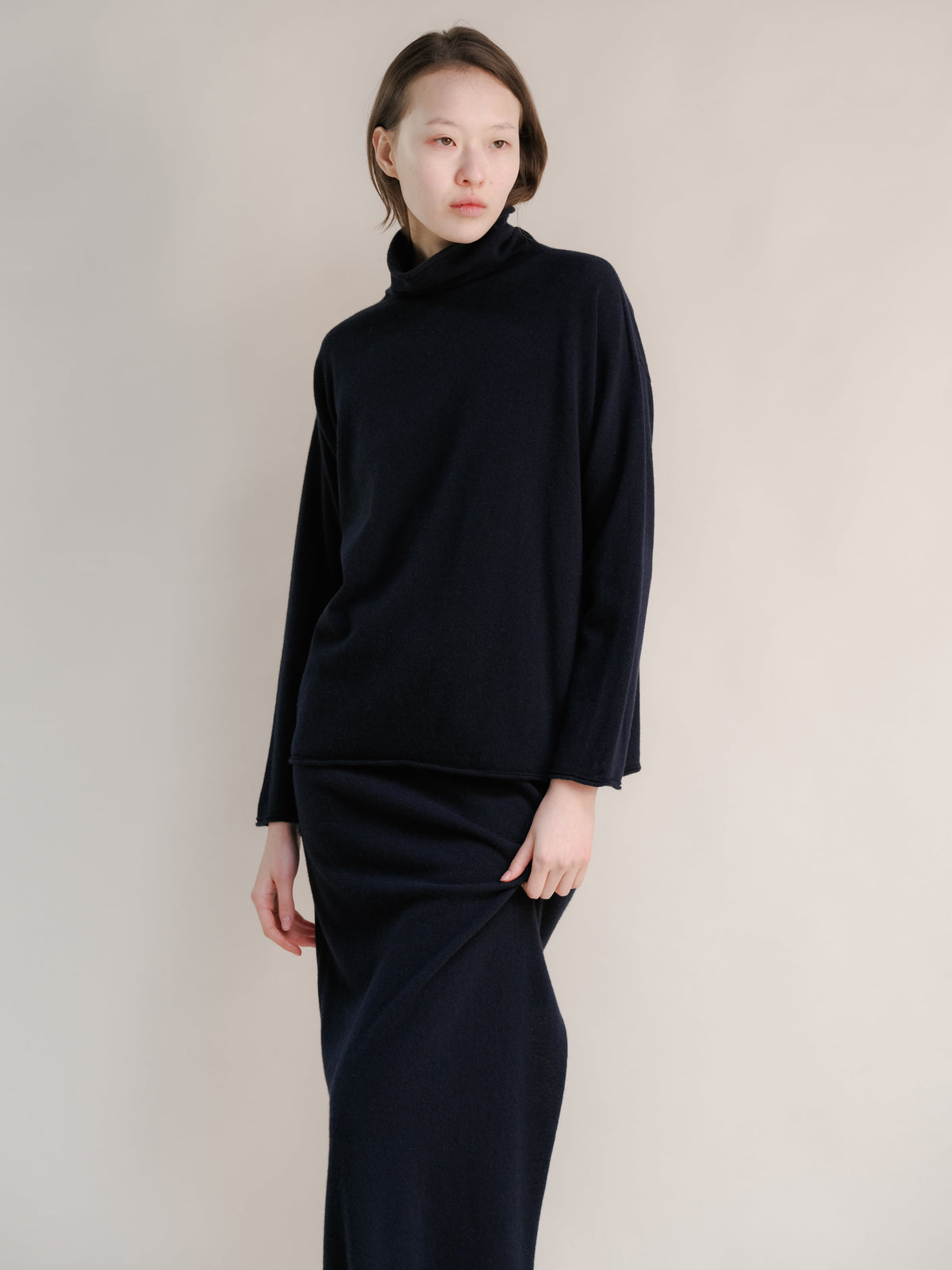 Cashmere Mix High Neck Sweater