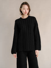 Cashmere Mix Maxi Cable Sweater