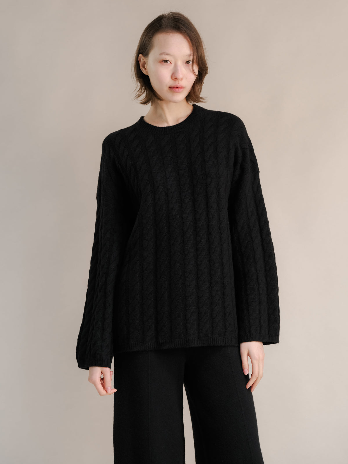 Cashmere Mix Maxi Cable Sweater