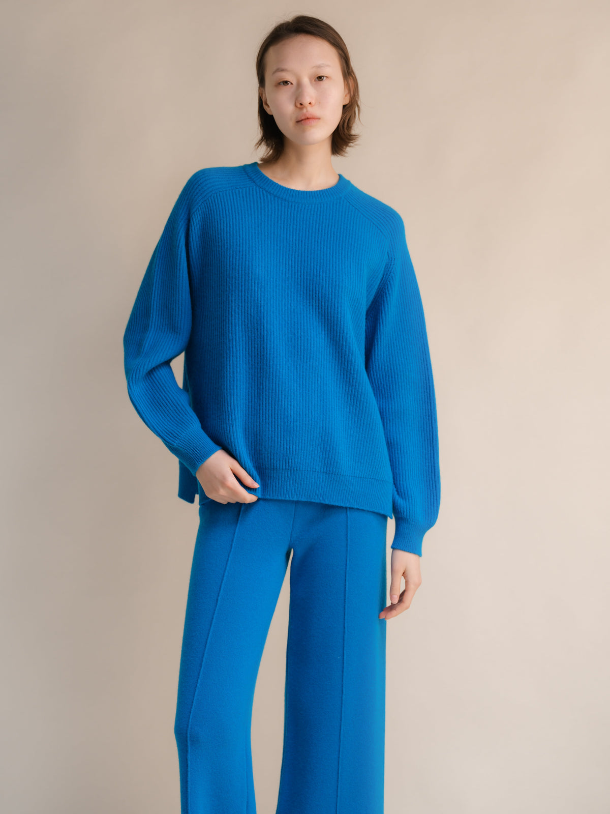 Cashmere Mix Ribbed Crewneck