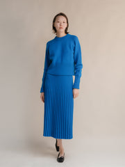 Cashmere Mix Roll-Up Cuff Crewneck