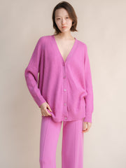Cashmere Mix Long Ribbed Cardigan