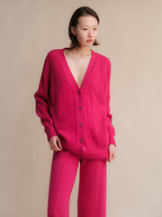 Cashmere Mix Long Ribbed Cardigan
