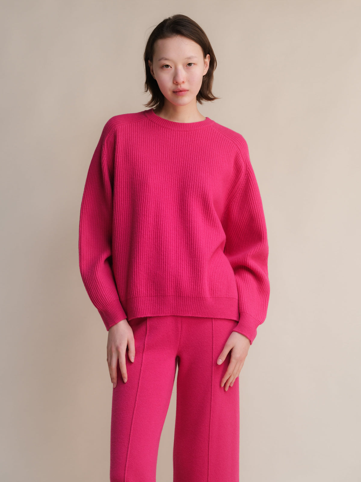 Cashmere Mix Ribbed Crewneck