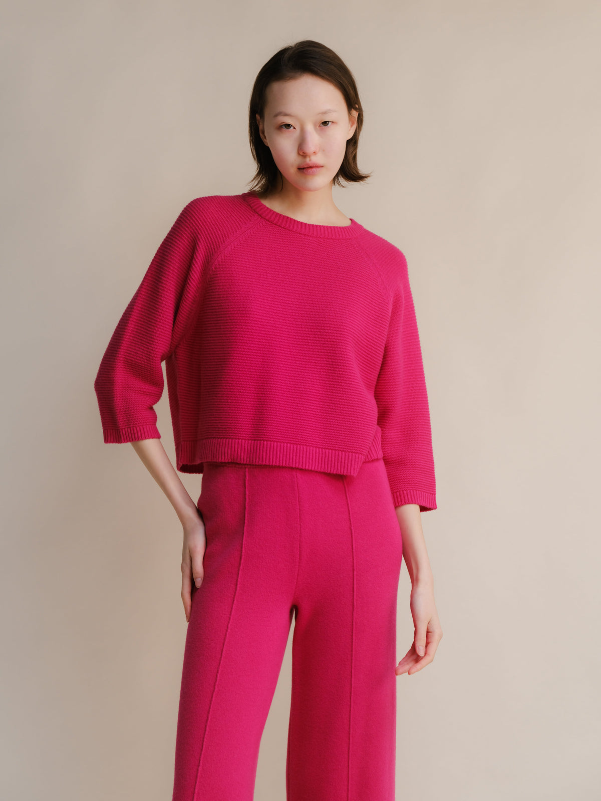 Cashmere Mix 3/4 Sleeve Pullover