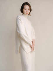 Cashmere Mix High Neck with Side Slits