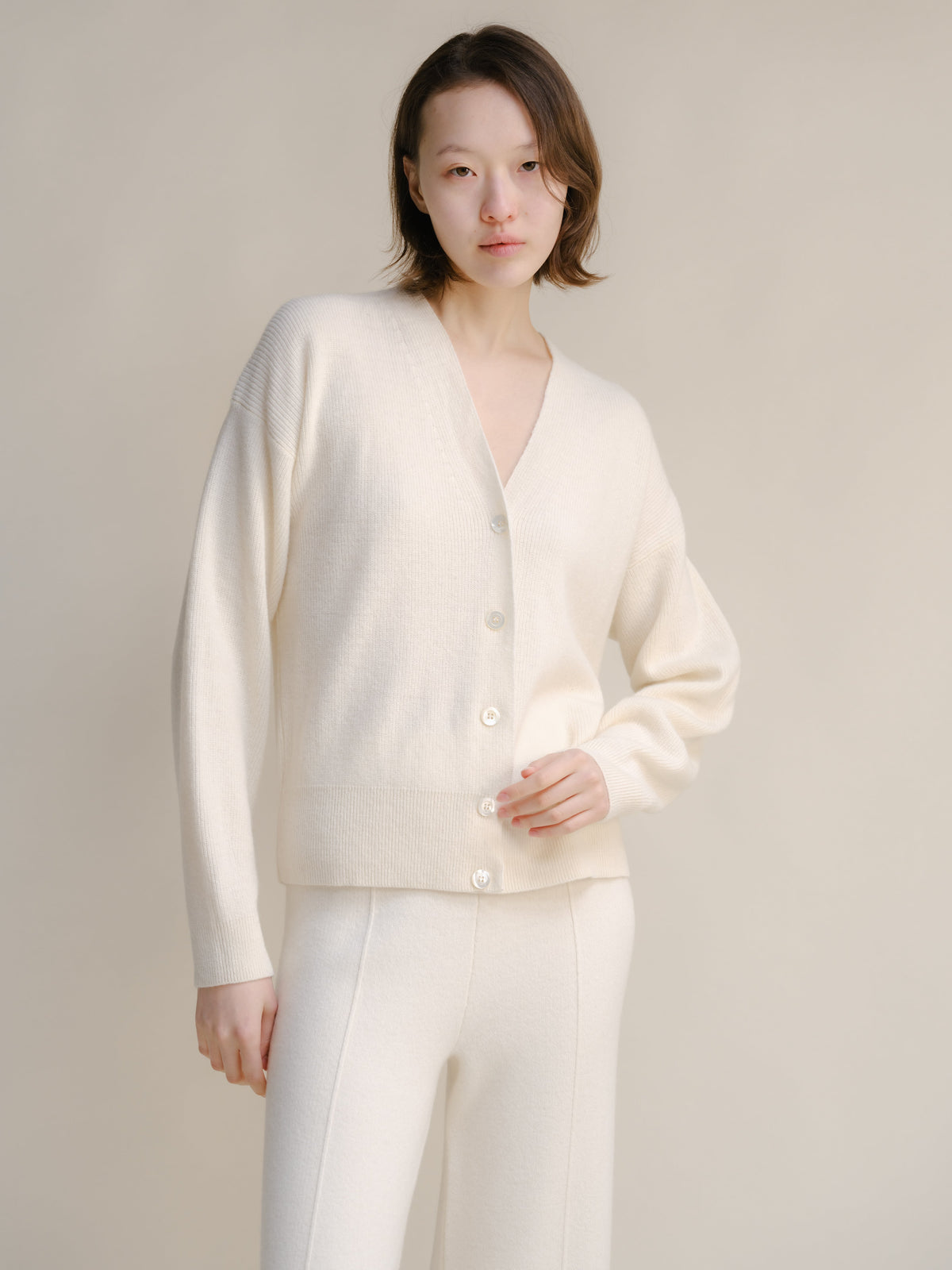 Cashmere Mix Ribbed Cardigan
