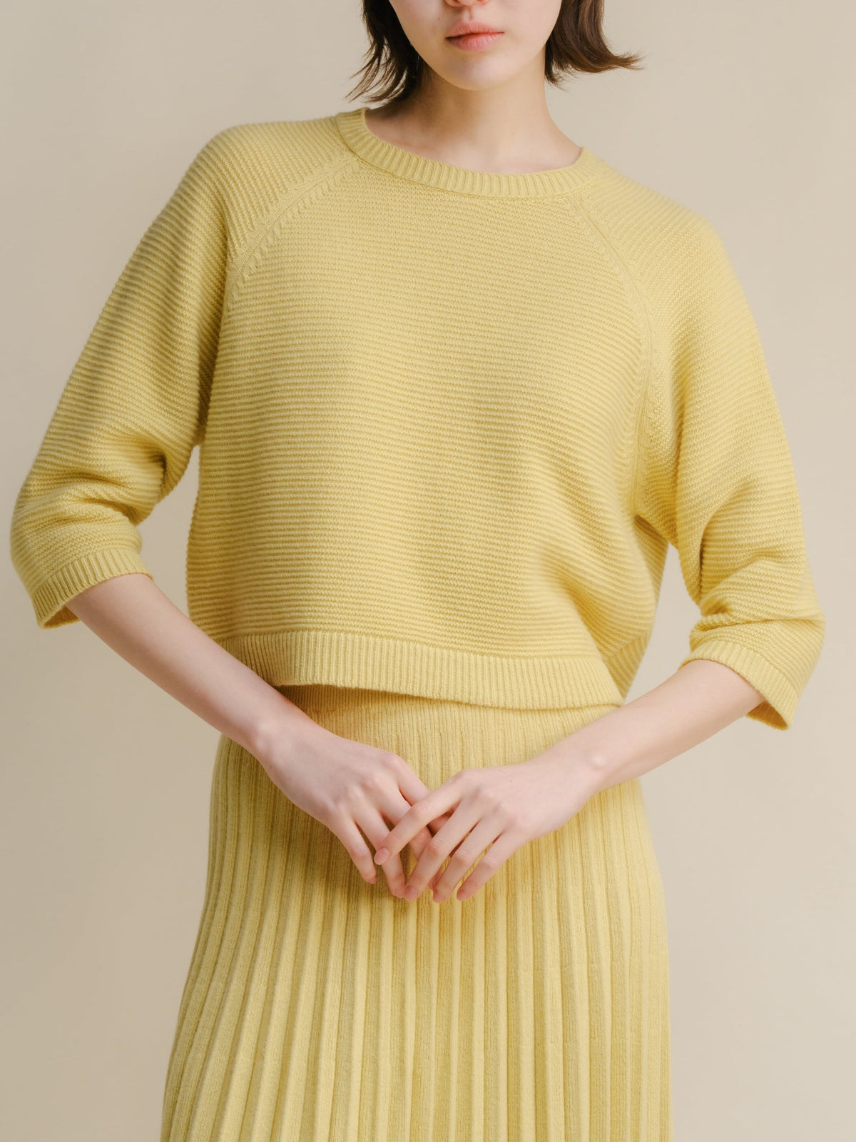 Cashmere Mix 3/4 Sleeve Pullover