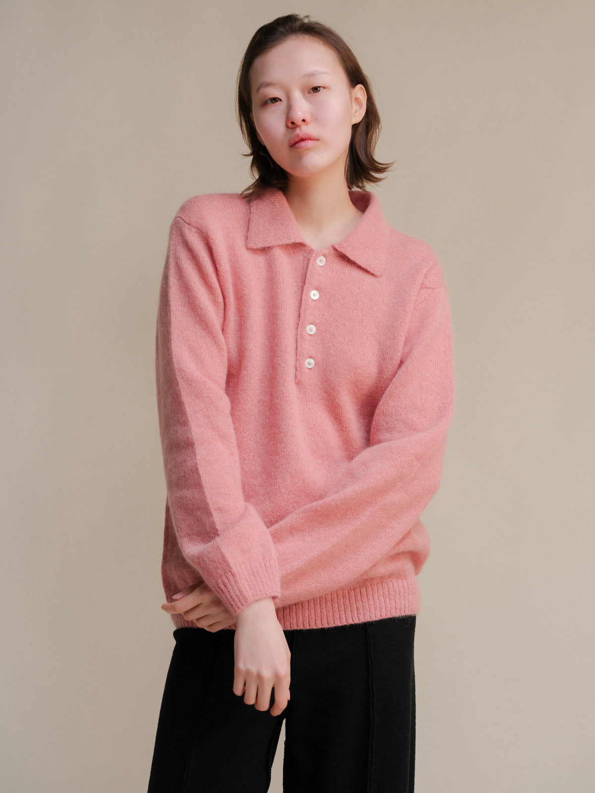 Mohair Mix Polo Sweater
