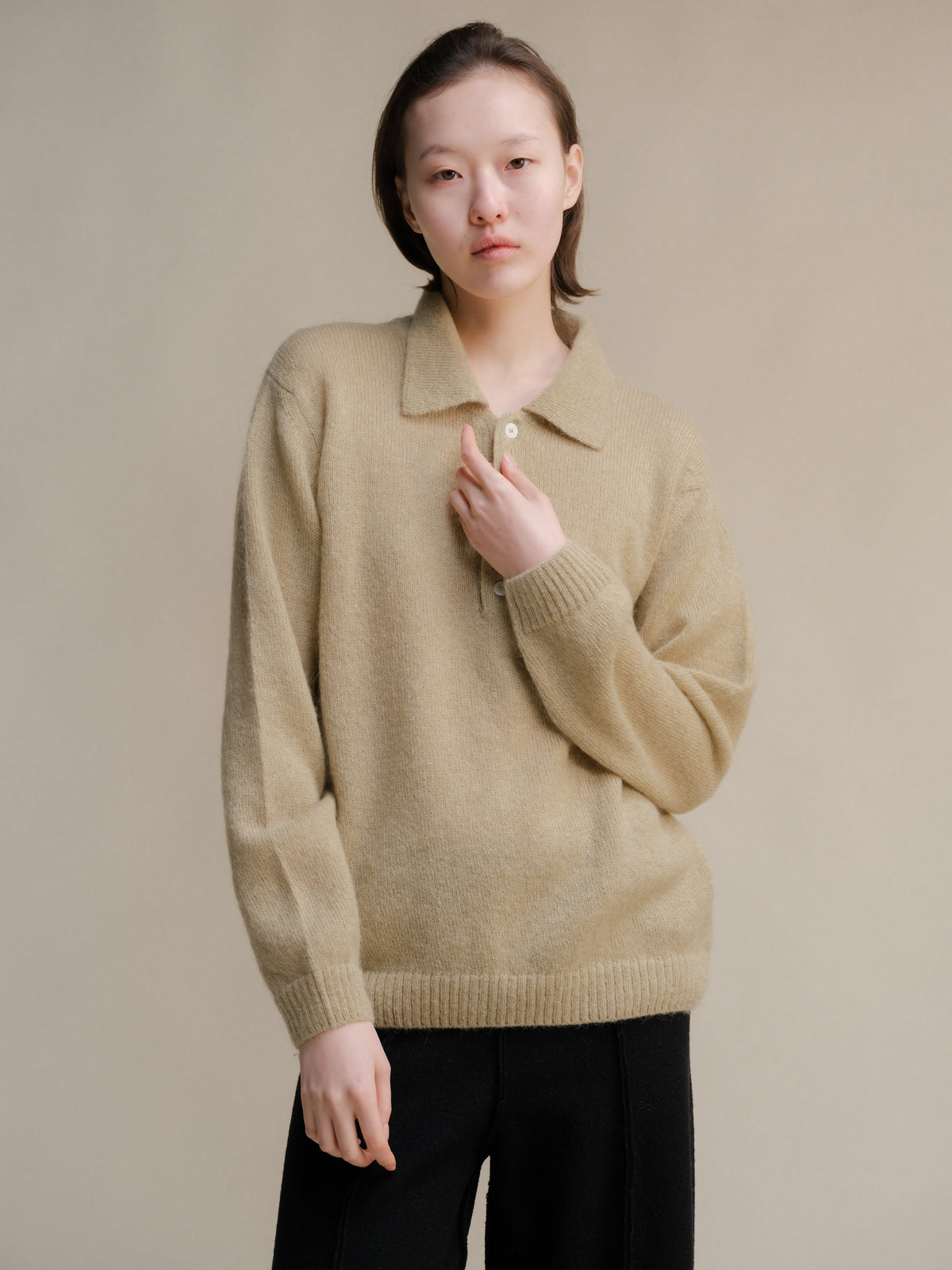 Mohair Mix Polo Sweater