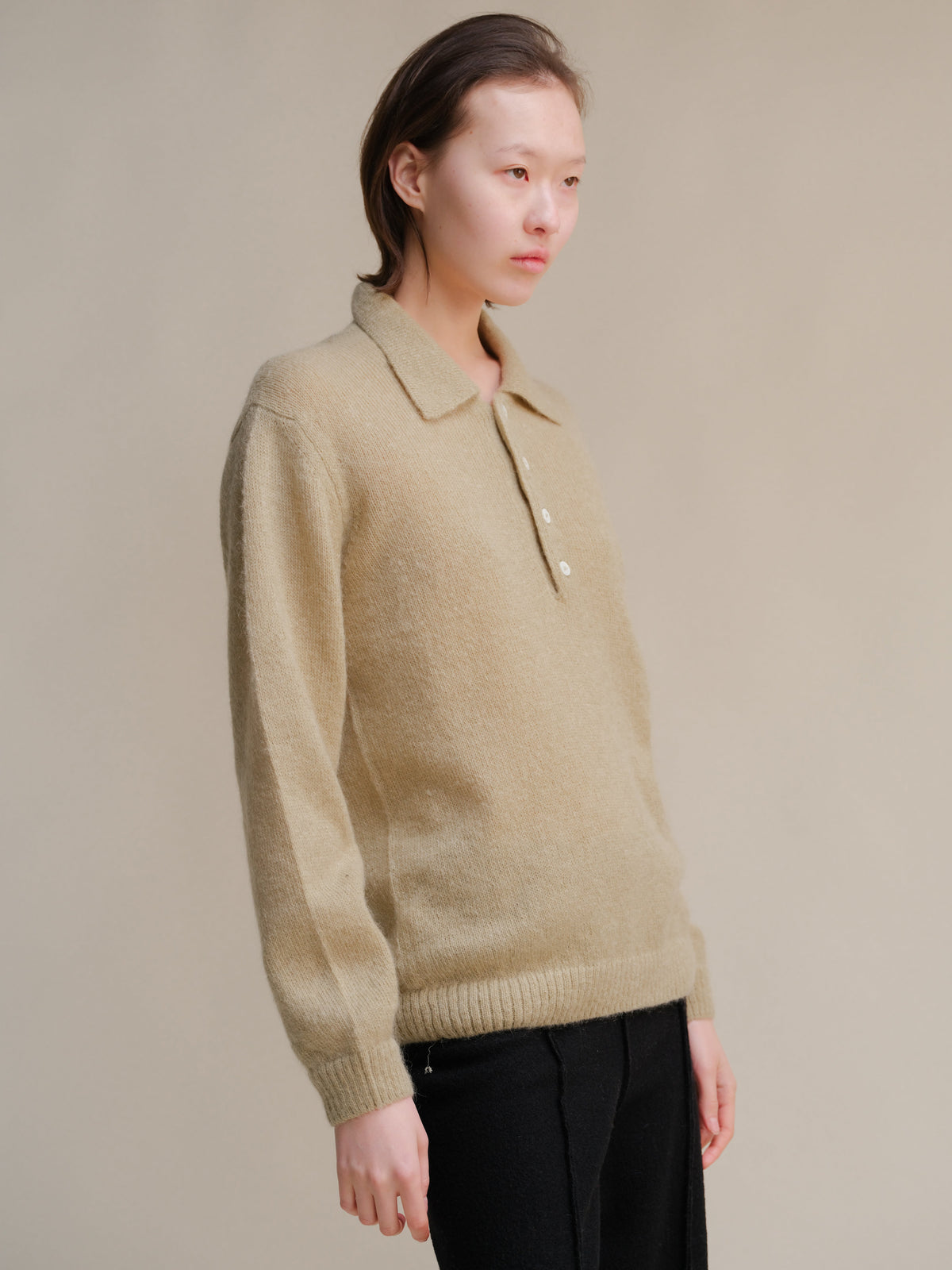 Mohair Mix Polo Sweater