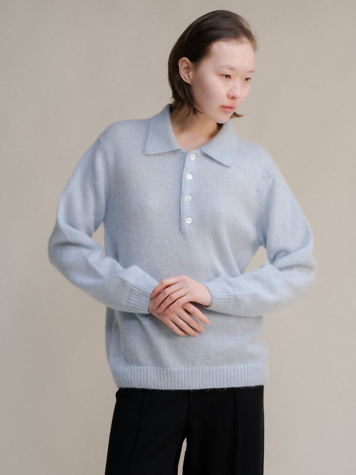 Mohair Mix Polo Sweater