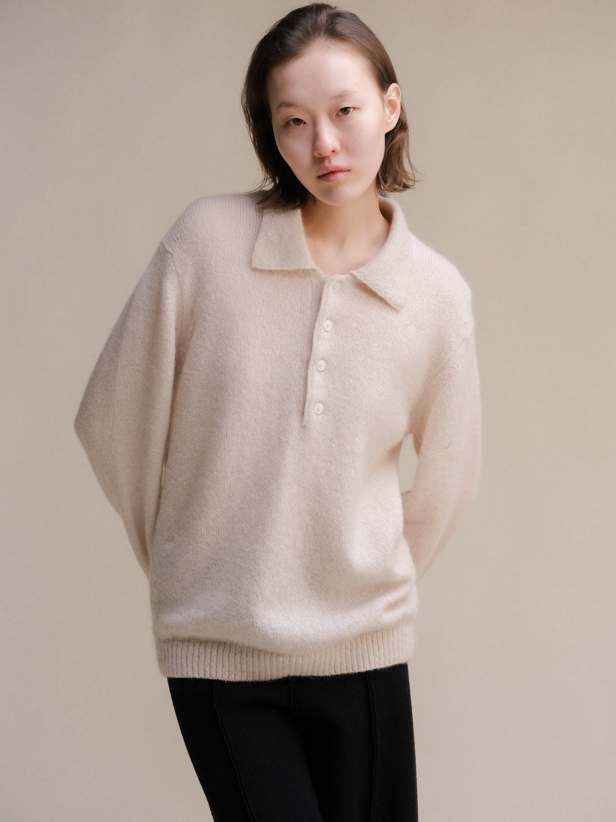 Mohair Mix Polo Sweater