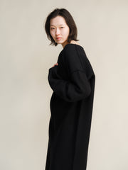 Boiled Wool V-Neck Dress