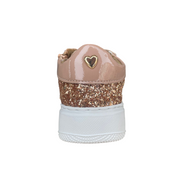 CafèNoir scarpa sneakers da bambina con laccio e zip laterale e glitter c2610 rosa-oro